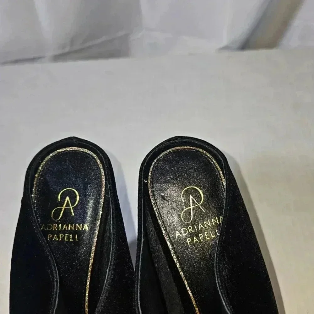 Adrianna Papell Garret Mules Black Velvet Womens SZ 10